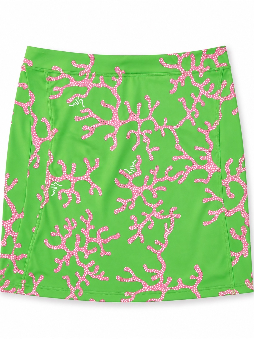 Vintage Lily Pulitzer Nylon & Spandex Green & Pink Coral-Print Women’s mini Skir